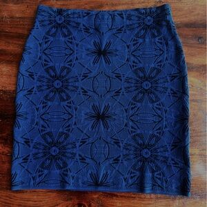 Authentic M MISSONI floral jacquard knit skirt Italian 48 US XL black blue